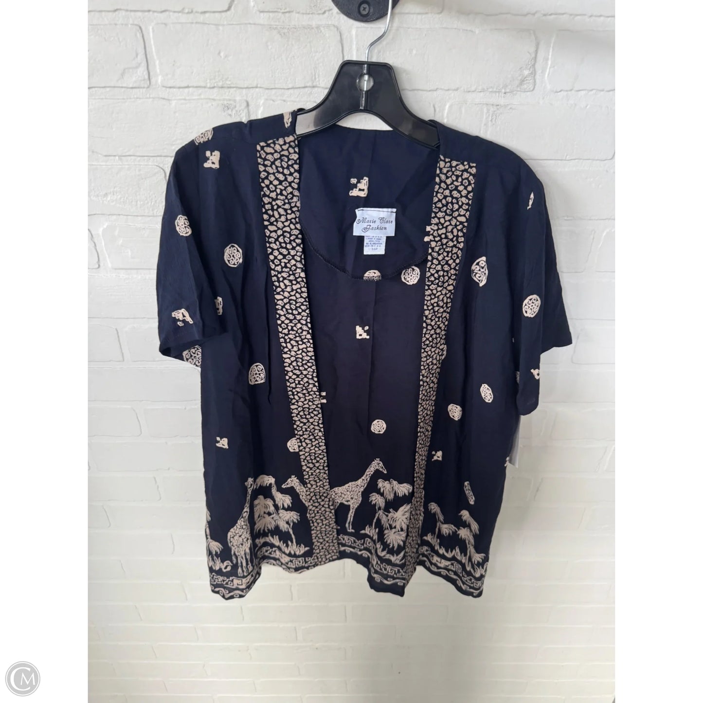 Kimono By Clothes Mentor In Black & Tan, Size: Xlp