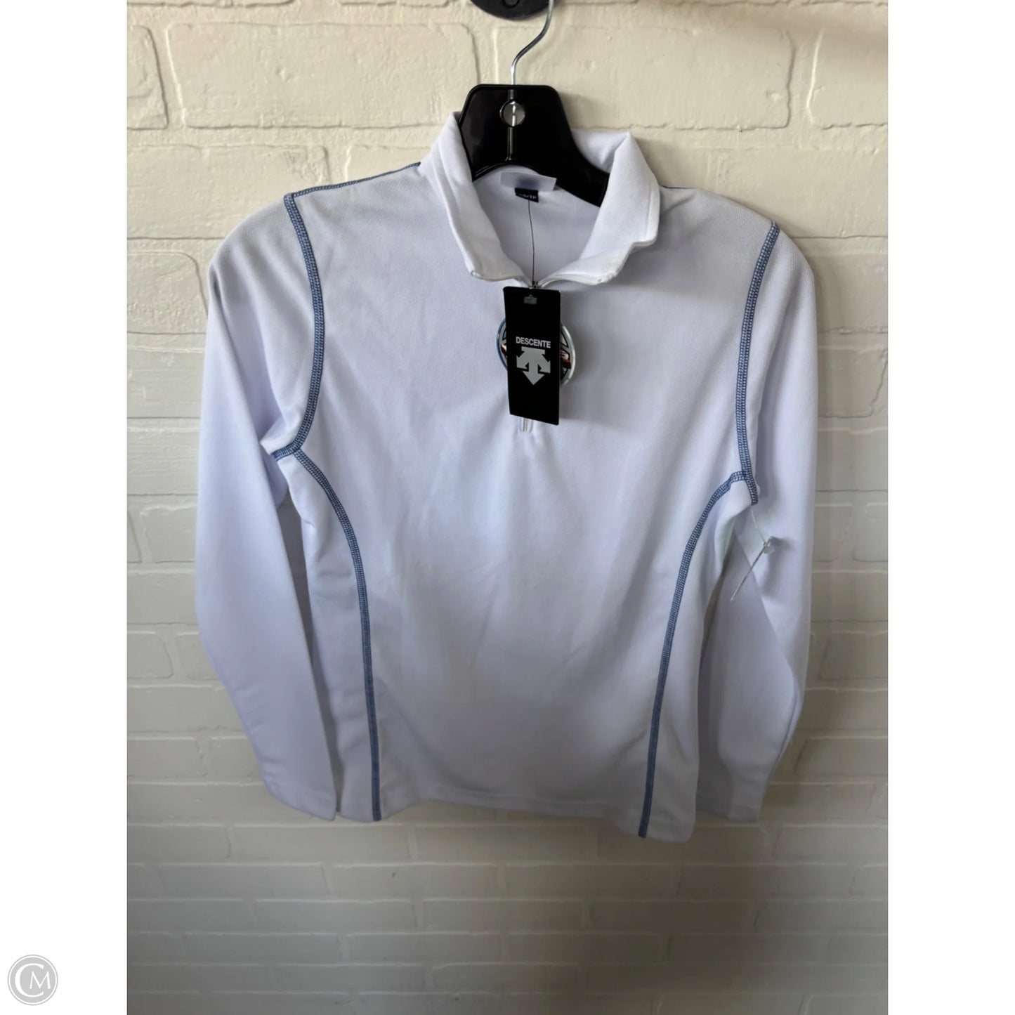 Athletic Top Long Sleeve Collar By Cmc In Blue & White, Size: Xs