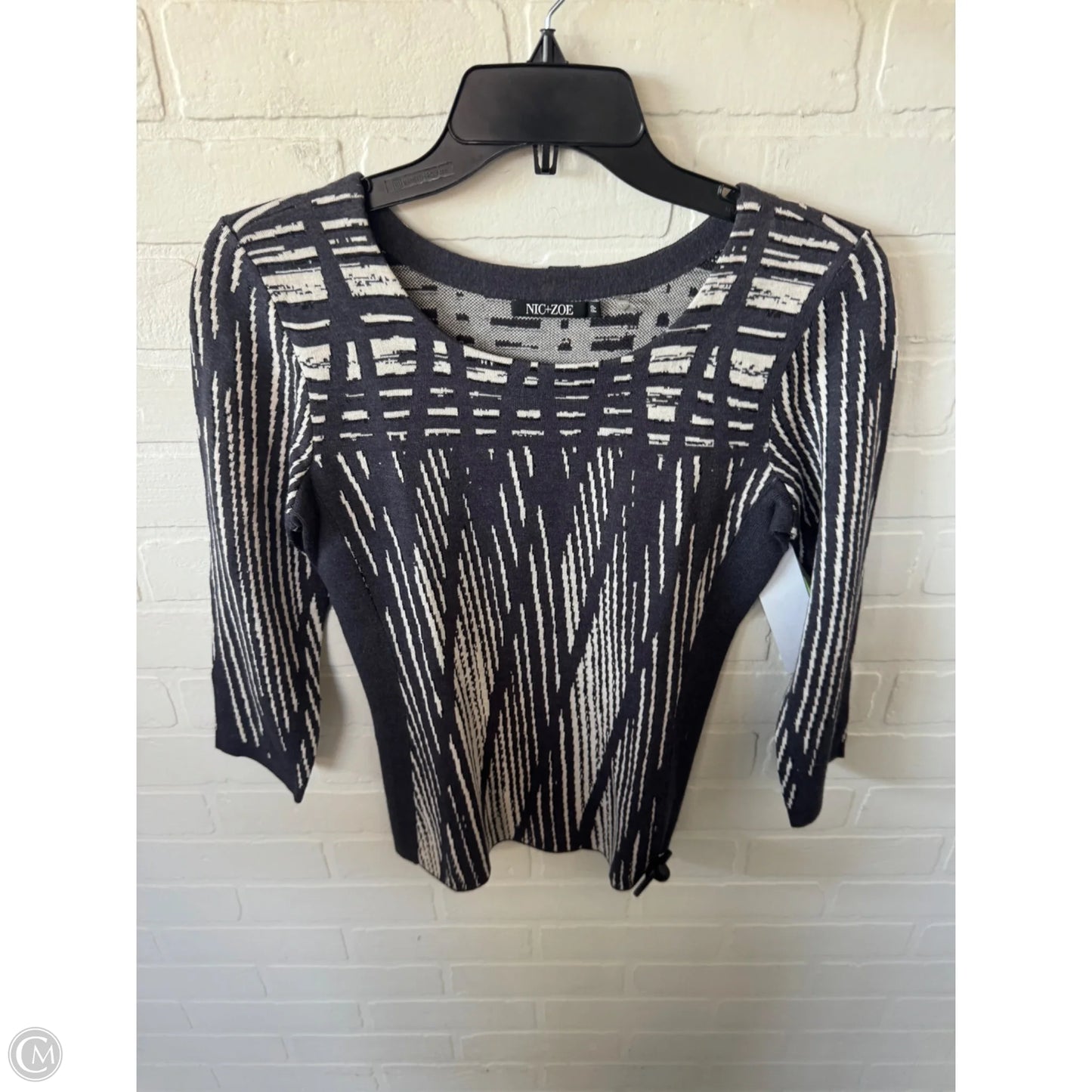 Sweater By Nic + Zoe In Grey & White, Size: Xsp