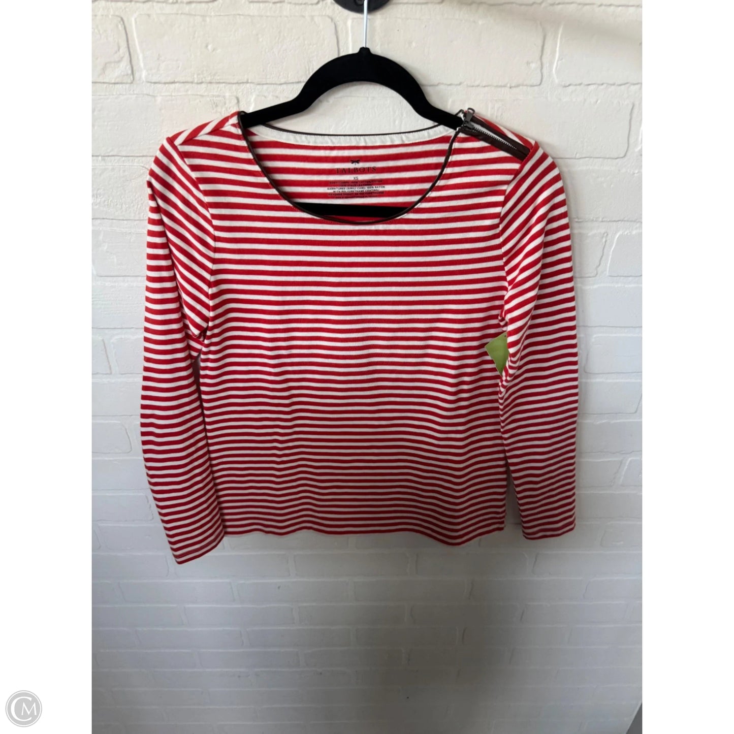 Top Long Sleeve By Talbots In Red & White, Size: Xs