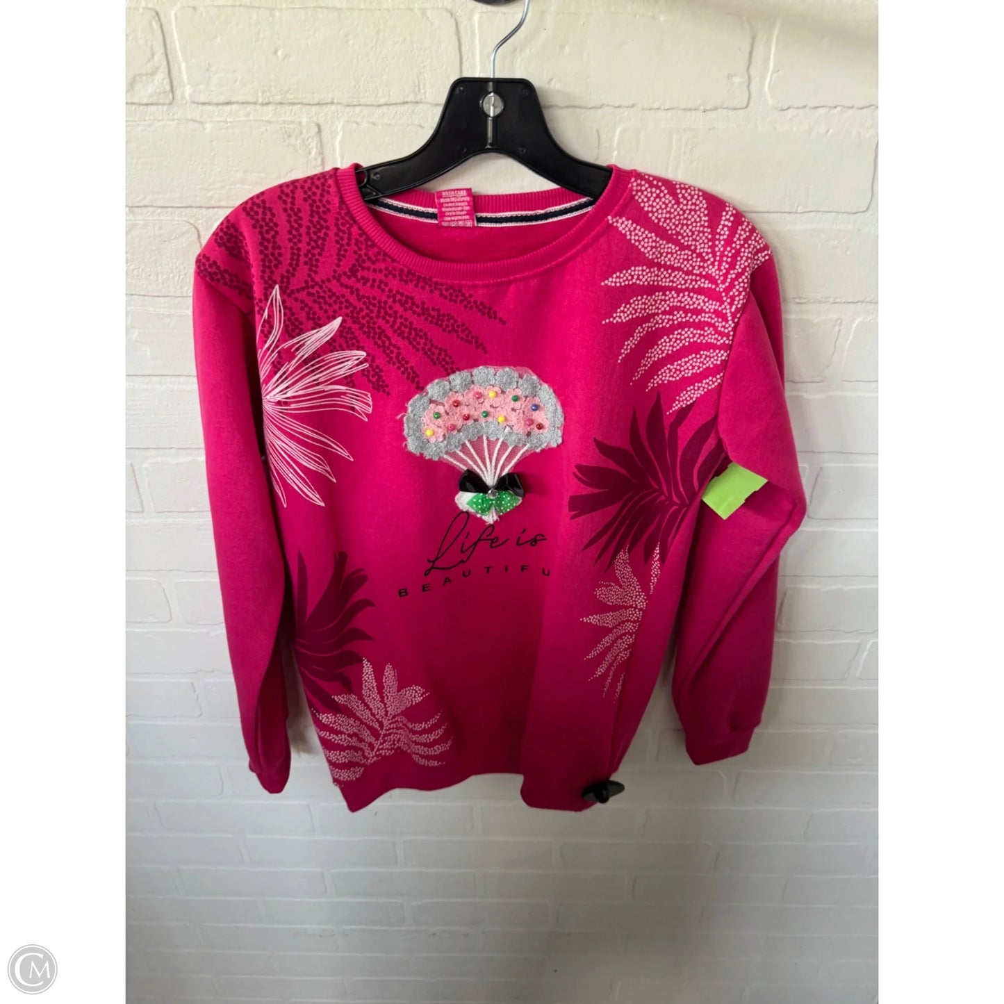 Sweatshirt Crewneck By Cmc In Pink & White, Size: S