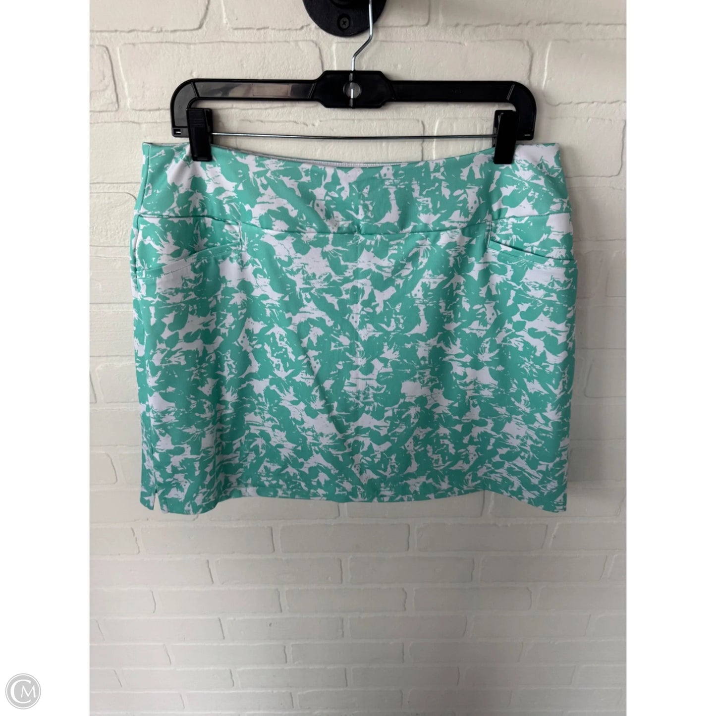 Athletic Skort By Adidas In Green & White, Size: 12