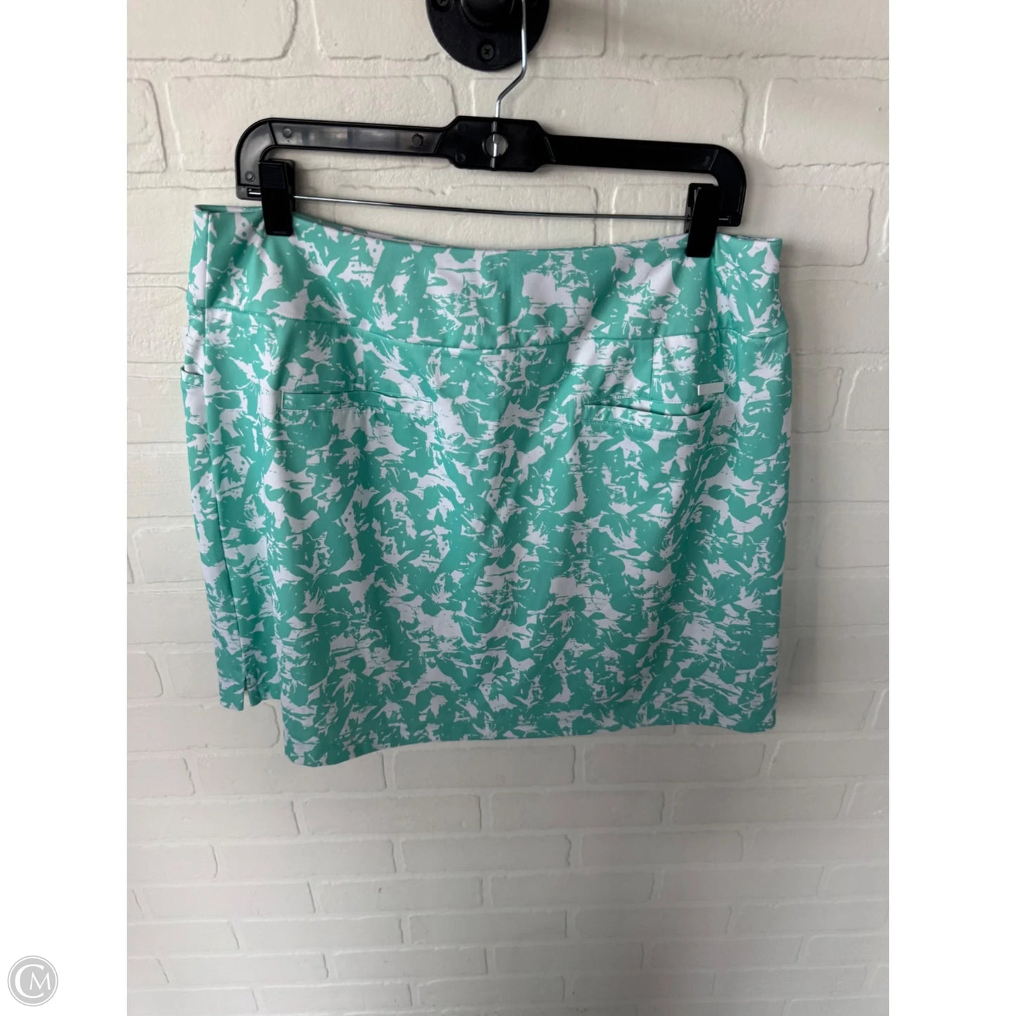 Athletic Skort By Adidas In Green & White, Size: 12