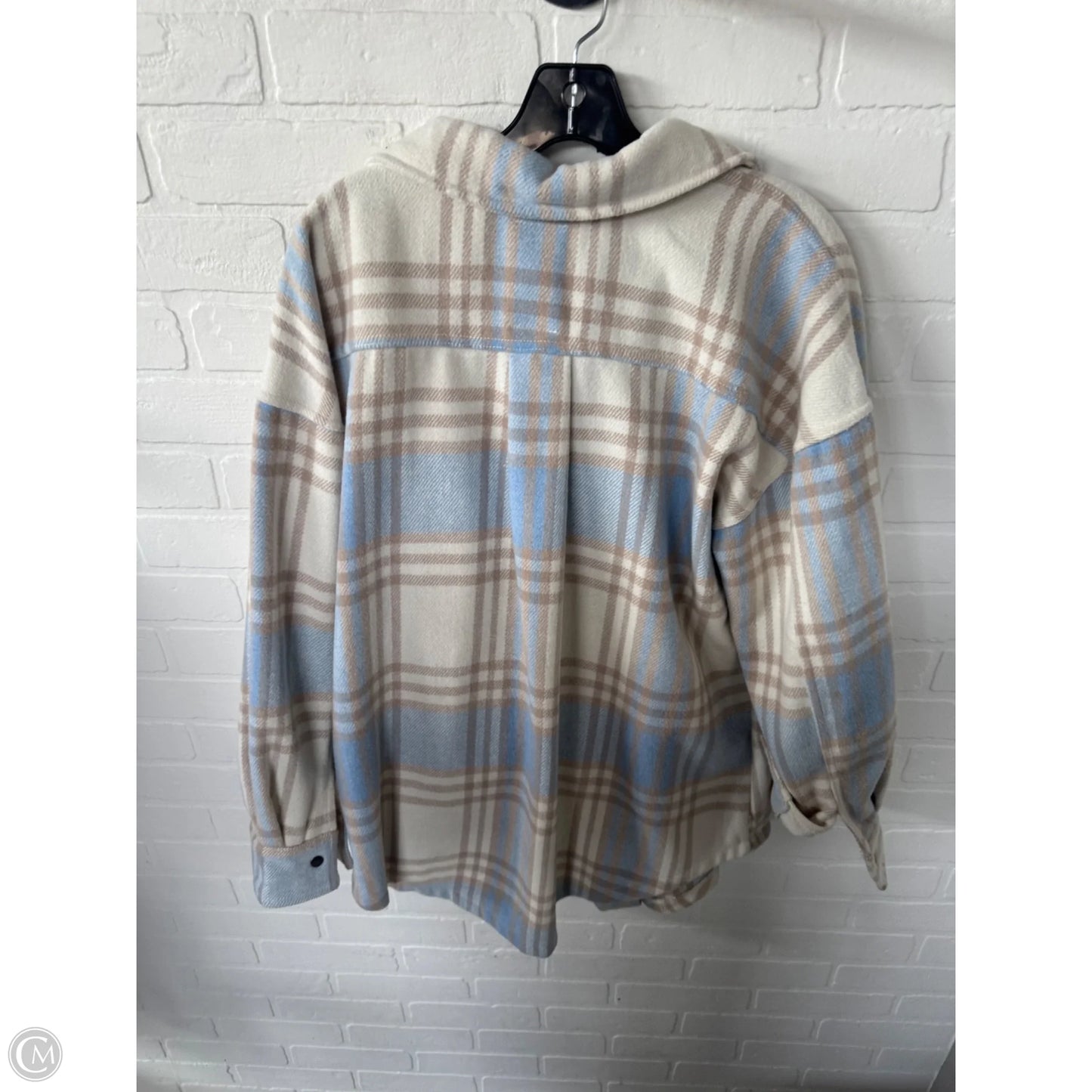 Jacket Shirt By Clothes Mentor In Blue & Tan, Size: M
