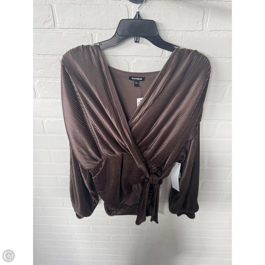 Blouse Long Sleeve By Express In Brown, Size: M