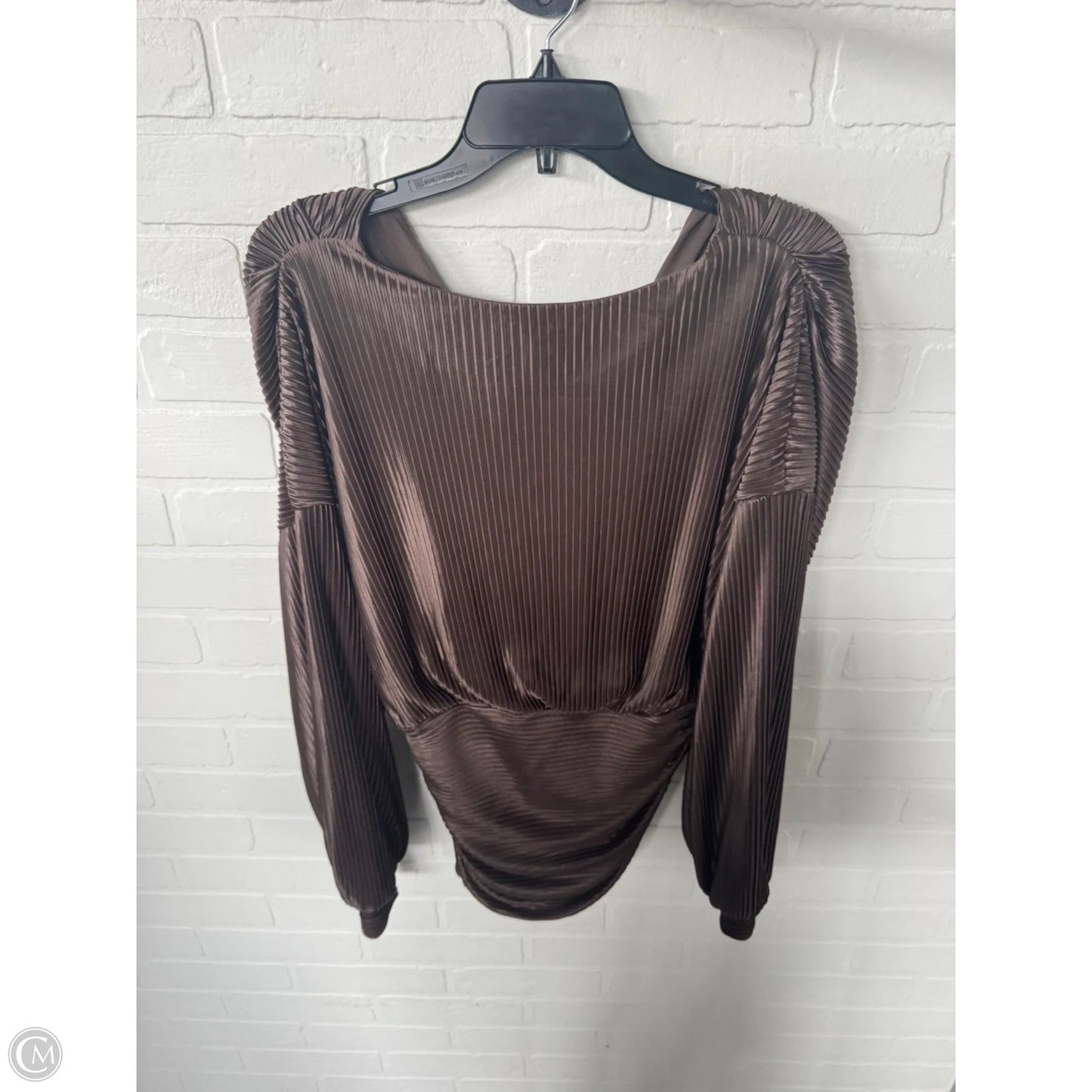 Blouse Long Sleeve By Express In Brown, Size: M