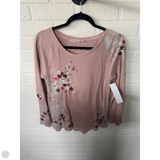 Top Long Sleeve By Soft Surroundings In Pink & White, Size: Xs