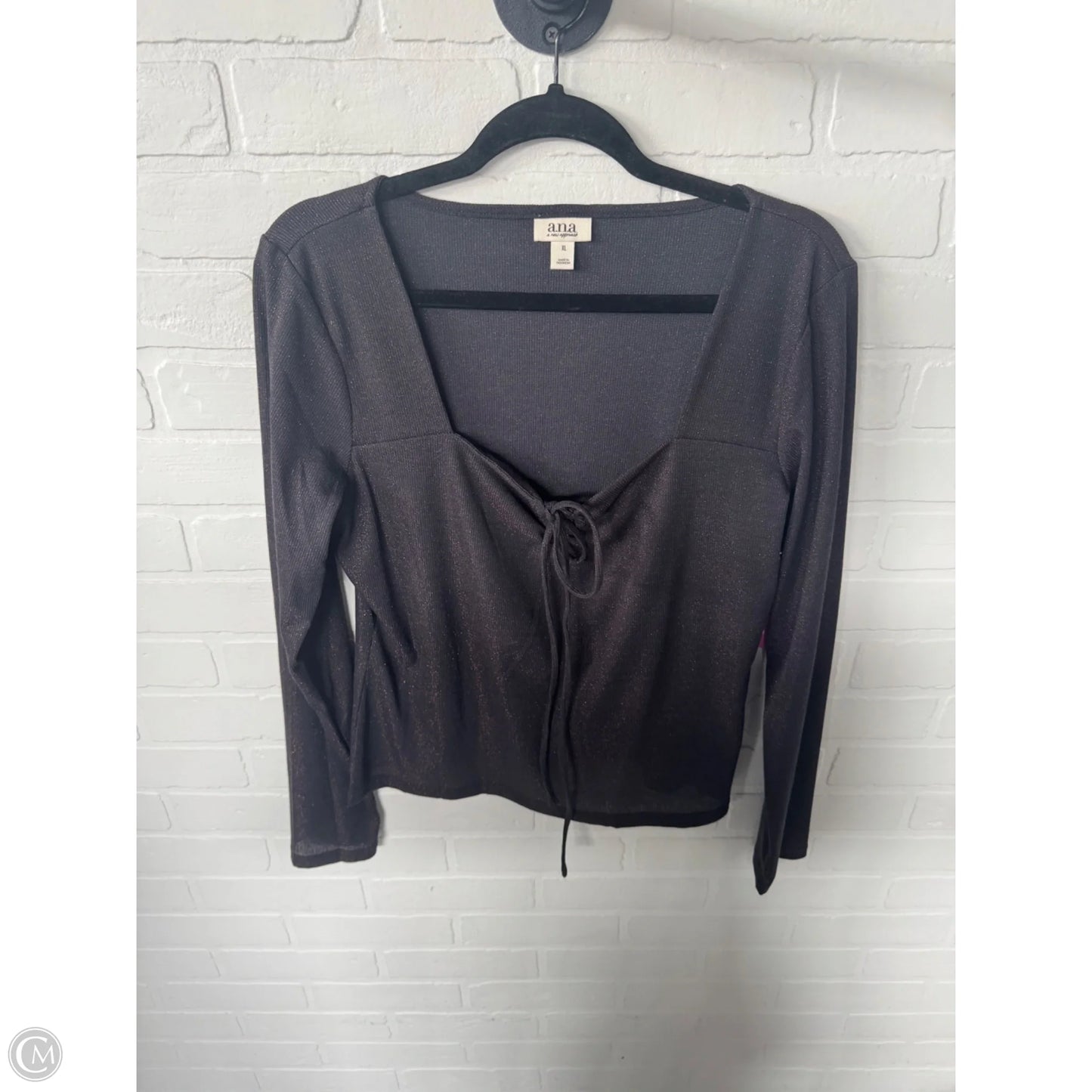 Top Long Sleeve By Ana In Grey & Orange, Size: Xl