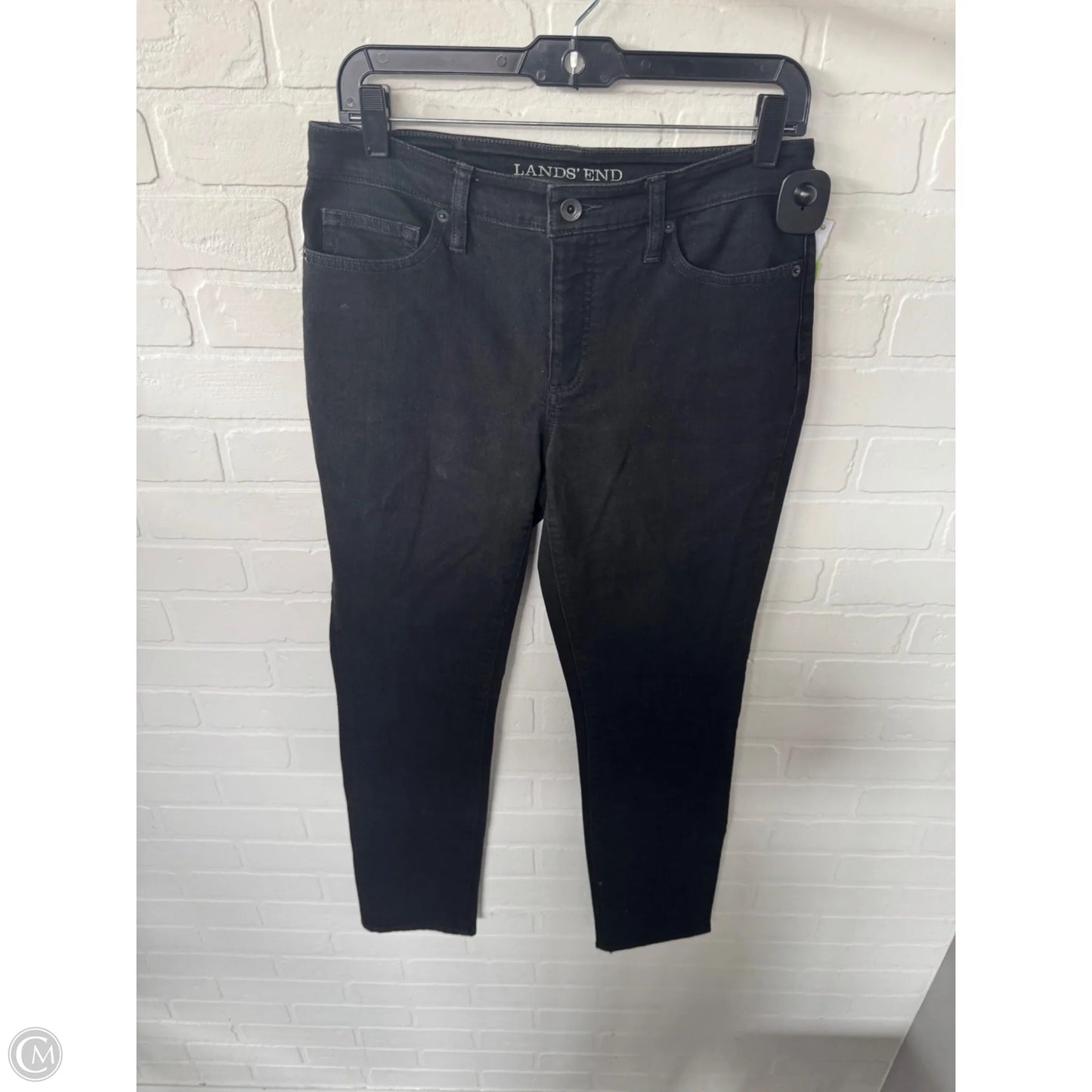 Jeans Straight By Lands End In Black Denim, Size: 10
