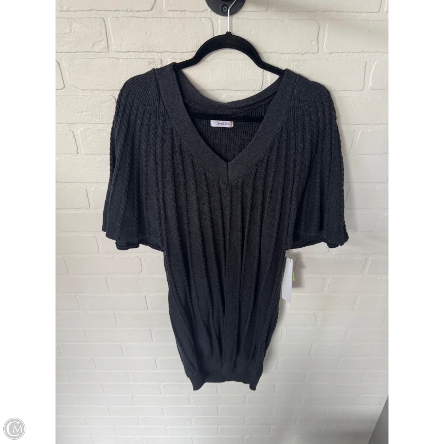 Dress Sweater By Calvin Klein In Grey, Size: L
