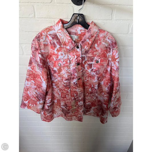 Jacket Denim By Cj Banks In Pink & White, Size: 3x