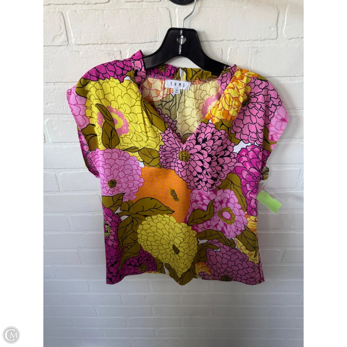 Top Sleeveless By Thml In Pink & Yellow, Size: Xs
