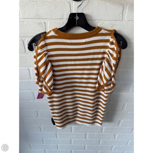 Sweater Short Sleeve By Anthropologie In Gold & White, Size: Xs