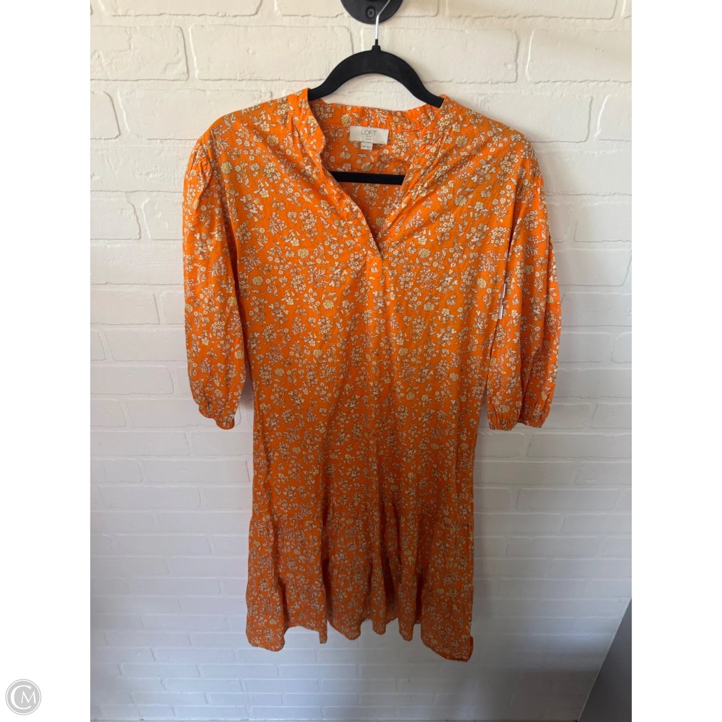 Dress Casual Midi By Loft In Orange & Yellow, Size: Xxsp