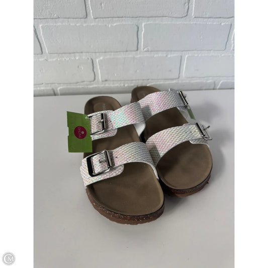 Sandals Flats By Madden Girl In Silver & White, Size: 8