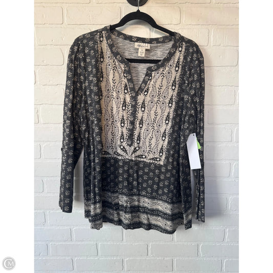 Top Long Sleeve By Style And Co Collection Women In Grey & Tan, Size: 1x