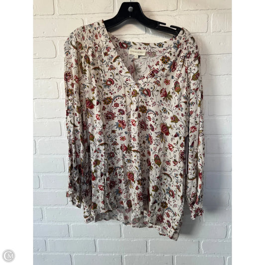 Top Long Sleeve By Cynthia Rowley In Cream & Red, Size: Xl