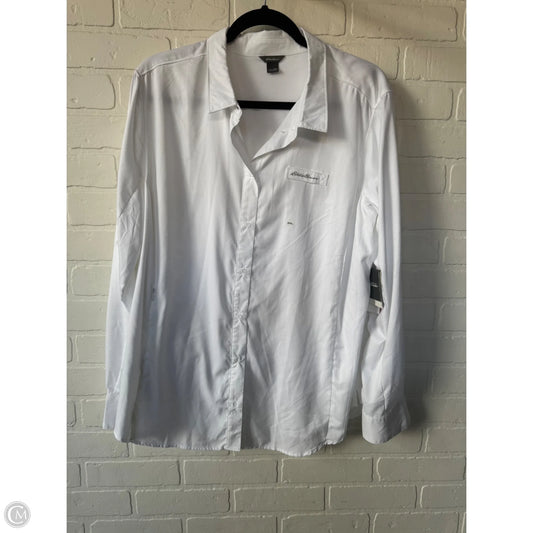 Top Long Sleeve By Eddie Bauer In White, Size: Xxl