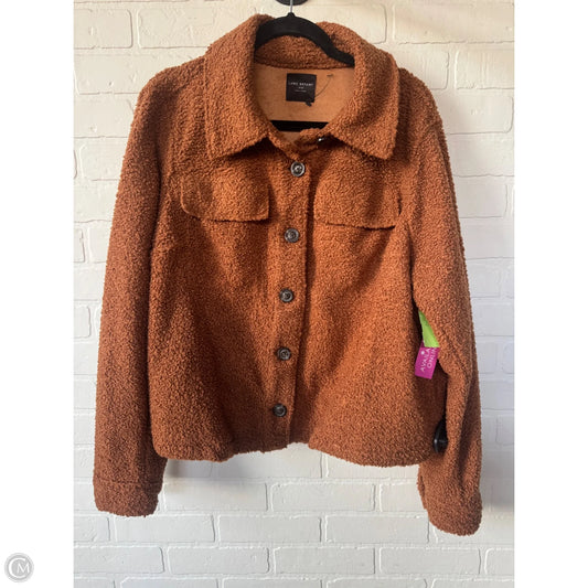 Jacket Fleece By Lane Bryant In Brown & Orange, Size: 1x