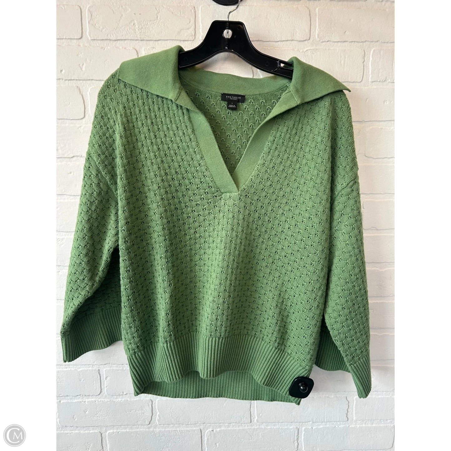 Sweater By Ann Taylor In Green, Size: L