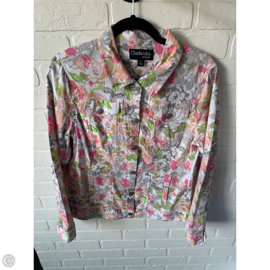 Jacket Denim By Chadwicks In Orange & White, Size: M