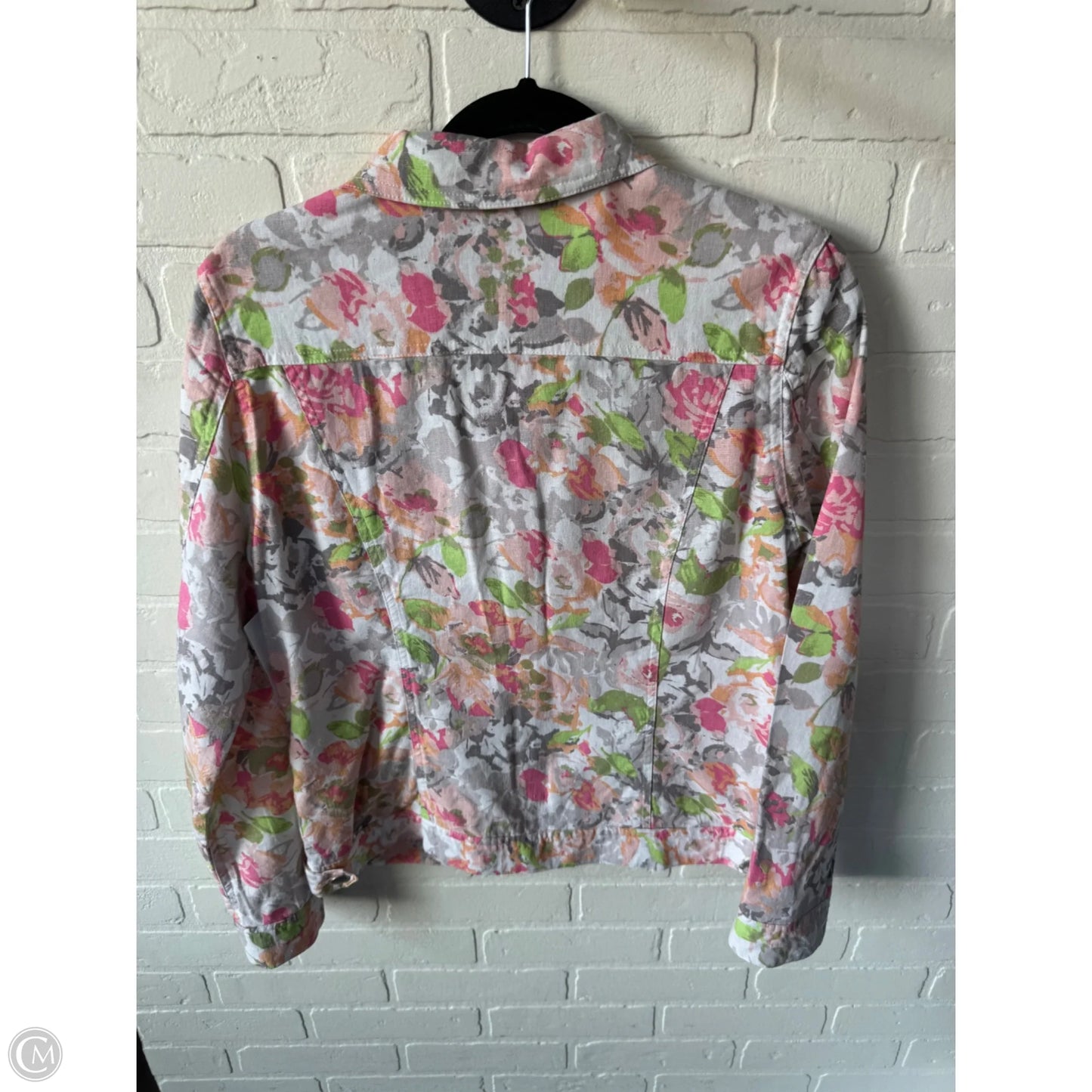 Jacket Denim By Chadwicks In Orange & White, Size: M