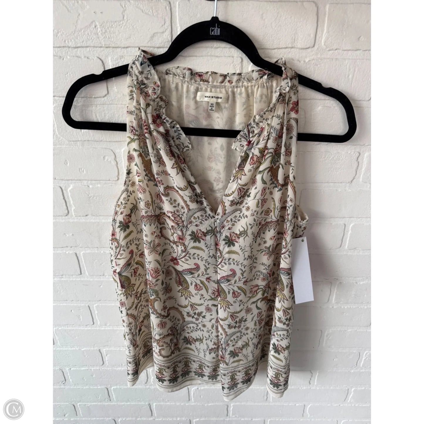 Blouse Sleeveless By Max Studio In Cream & Green, Size: Xs