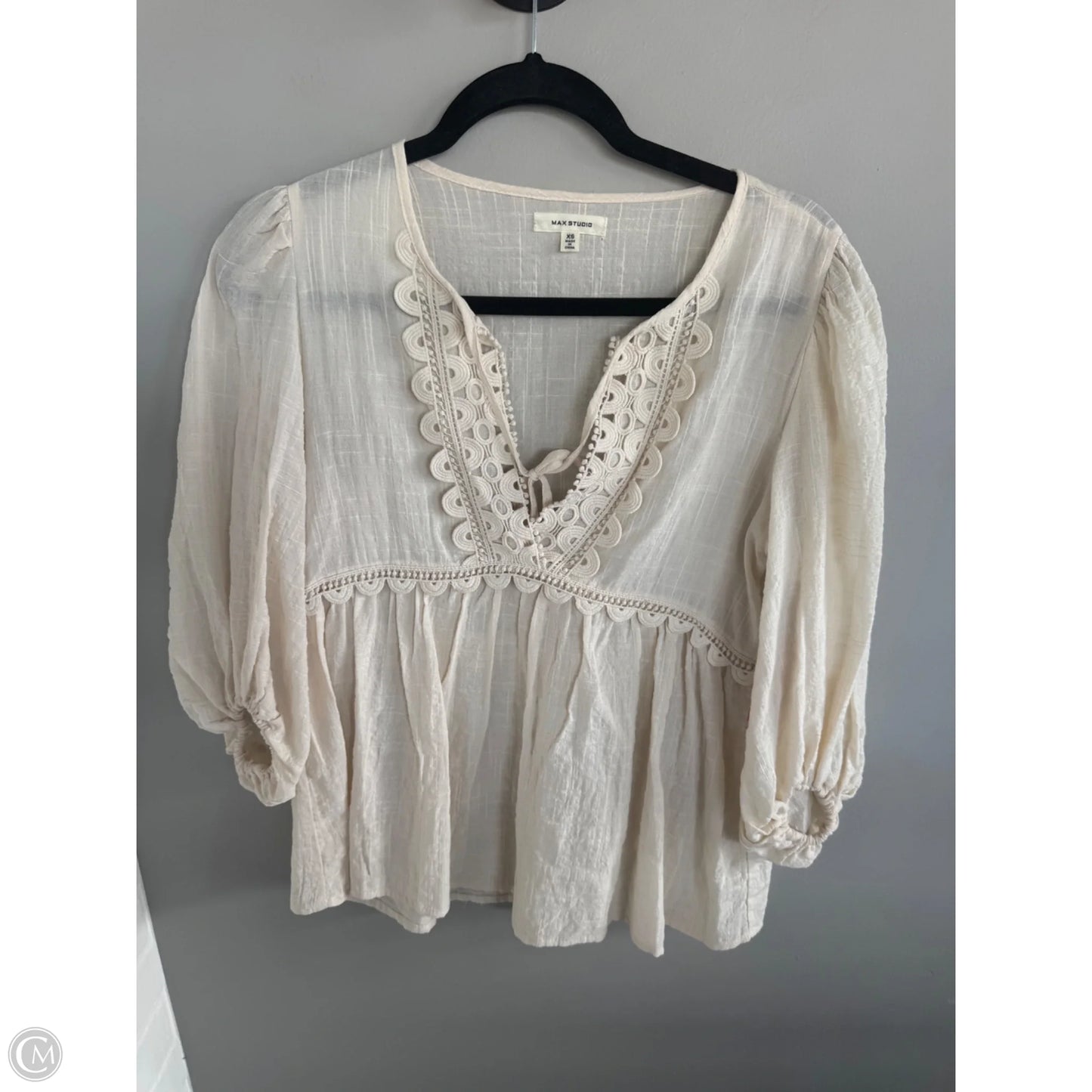 Top Short Sleeve By Max Studio In Cream, Size: Xs