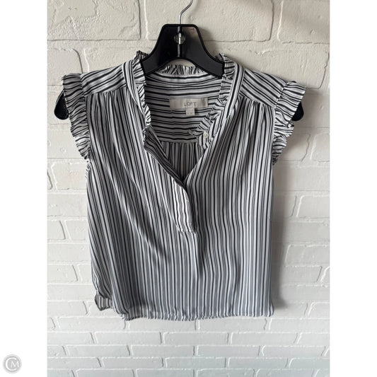 Blouse 3/4 Sleeve By Loft In Grey & White, Size: S