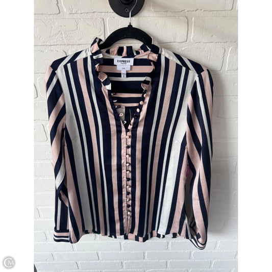 Blouse Long Sleeve By Express In Blue & Pink, Size: M