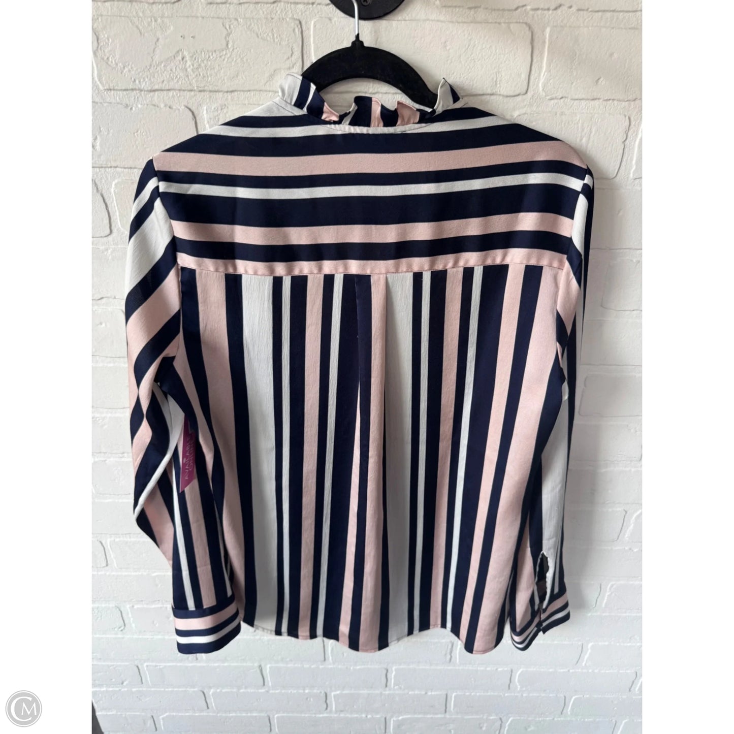 Blouse Long Sleeve By Express In Blue & Pink, Size: M