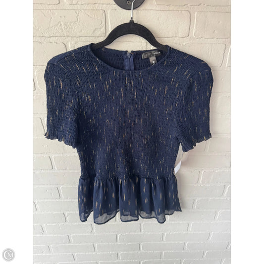Blouse Short Sleeve By Aqua In Blue & Gold, Size: M