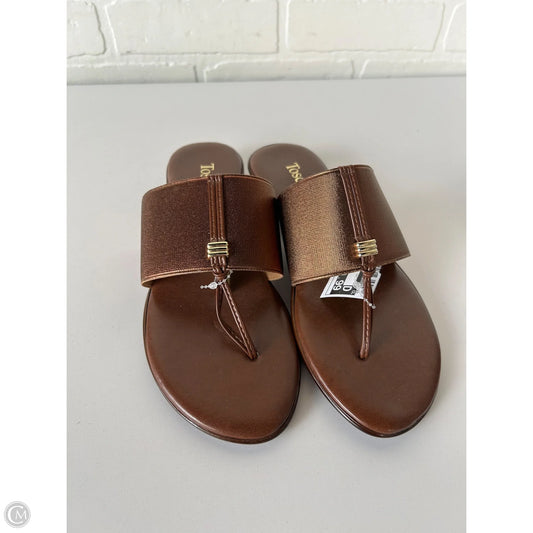 Sandals Flip Flops By Toscanella In Brown & Gold, Size: 8.5