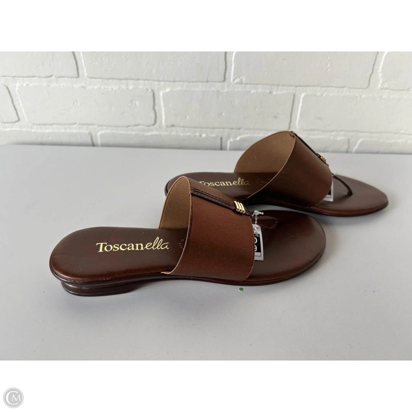Sandals Flip Flops By Toscanella In Brown & Gold, Size: 8.5