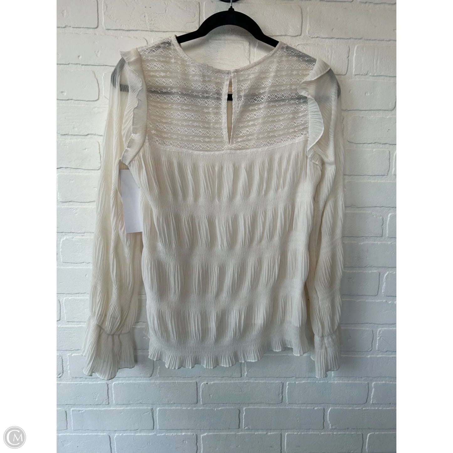 Blouse Long Sleeve By Roolee In Cream, Size: S