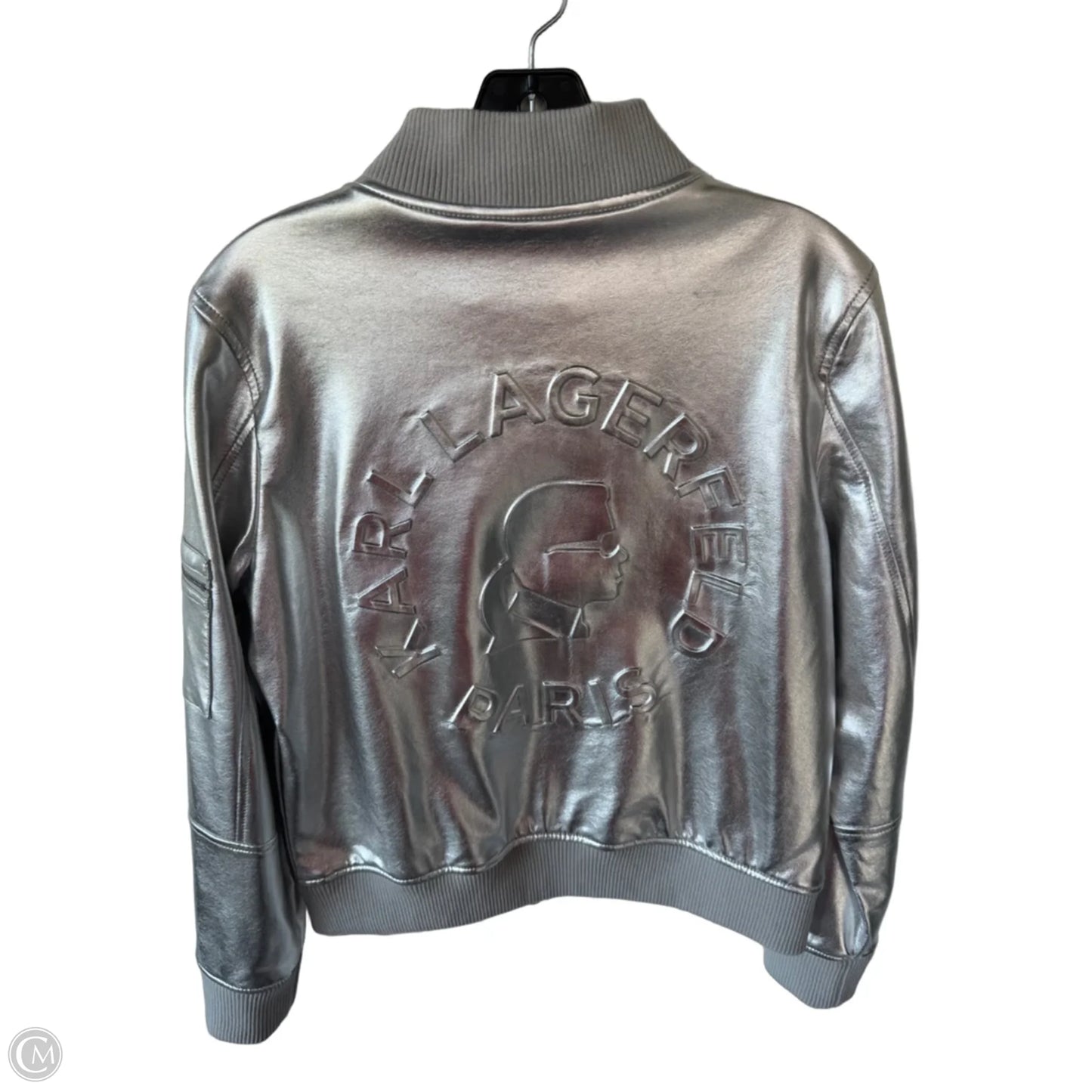 Jacket Designer By Karl Lagerfeld In Silver, Size: S