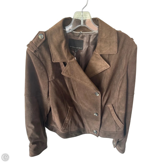Jacket Leather By Banana Republic In Brown, Size: Xl
