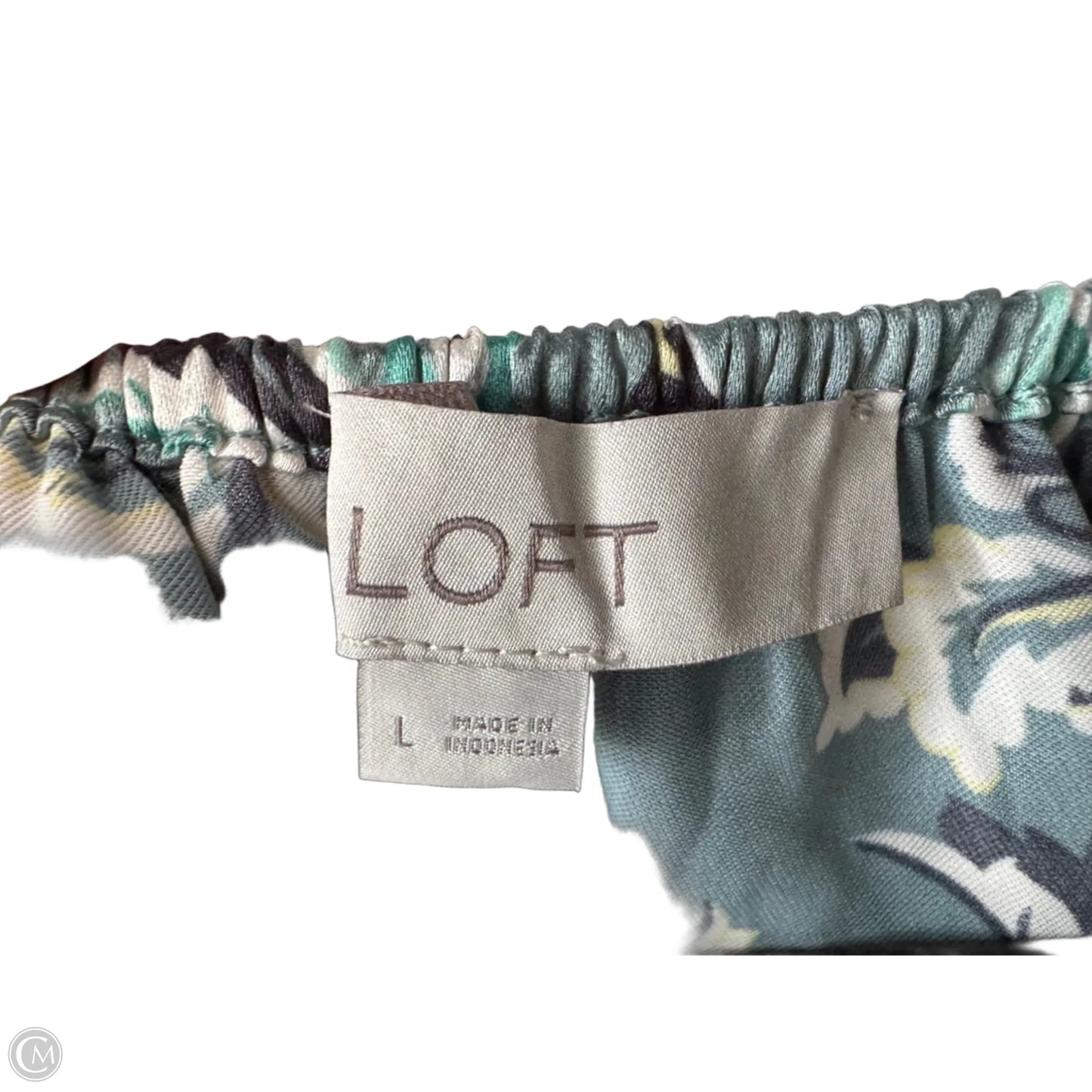 Blouse Long Sleeve By Loft In Green & White, Size: L