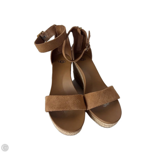 Sandals Designer By Ugg In Brown & Cream, Size: 8
