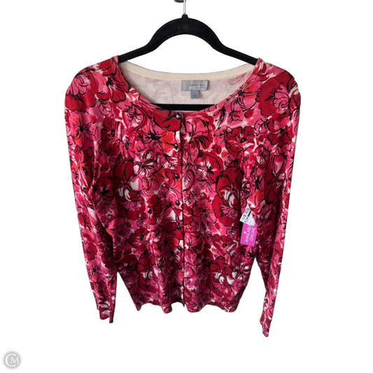 Sweater Cardigan By Amber Sun In Pink & Red, Size: L