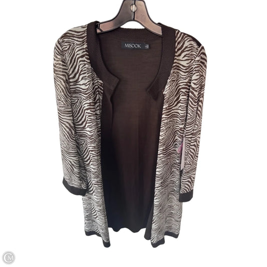 Cardigan By Misook In Brown & White, Size: S