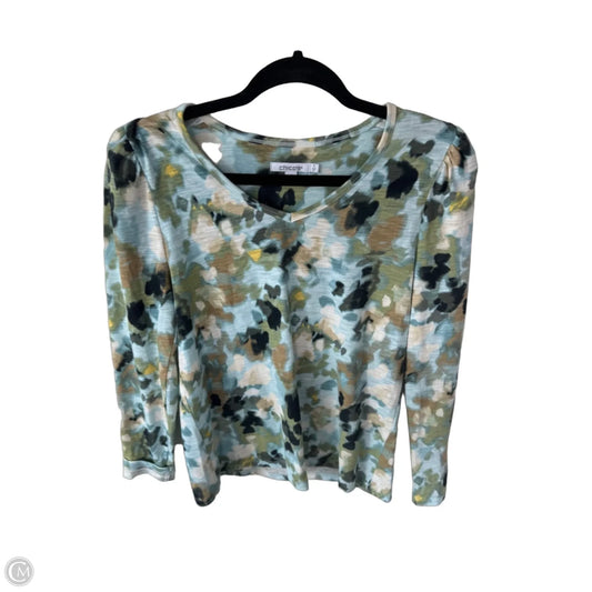 Top 3/4 Sleeve By Chicos In Blue & Green, Size: S