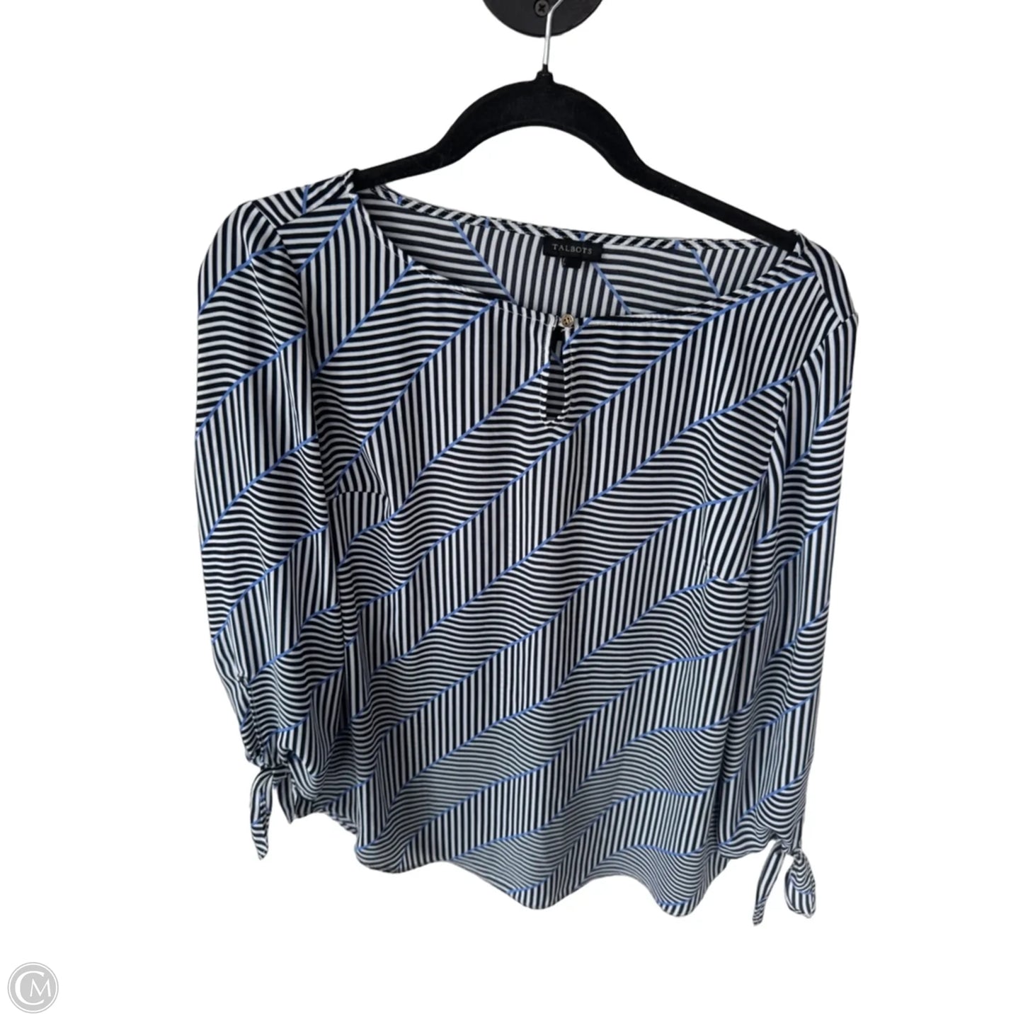 Blouse Long Sleeve By Talbots In Black & White, Size: S