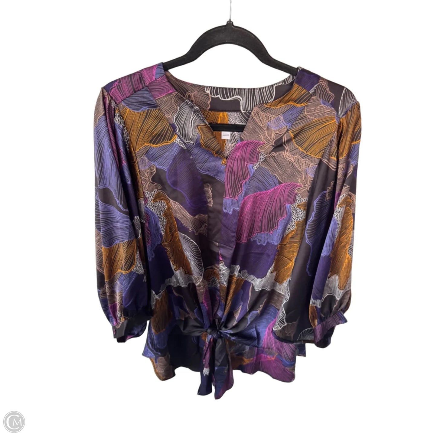 Blouse 3/4 Sleeve By Chicos In Black & Purple, Size: M