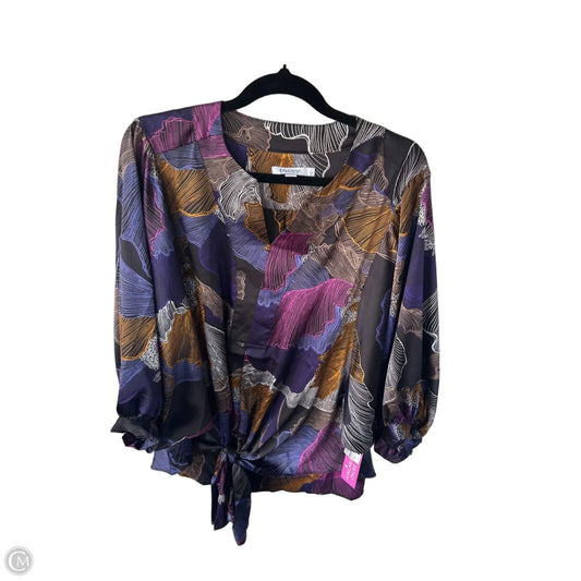 Blouse 3/4 Sleeve By Chicos In Black & Purple, Size: M