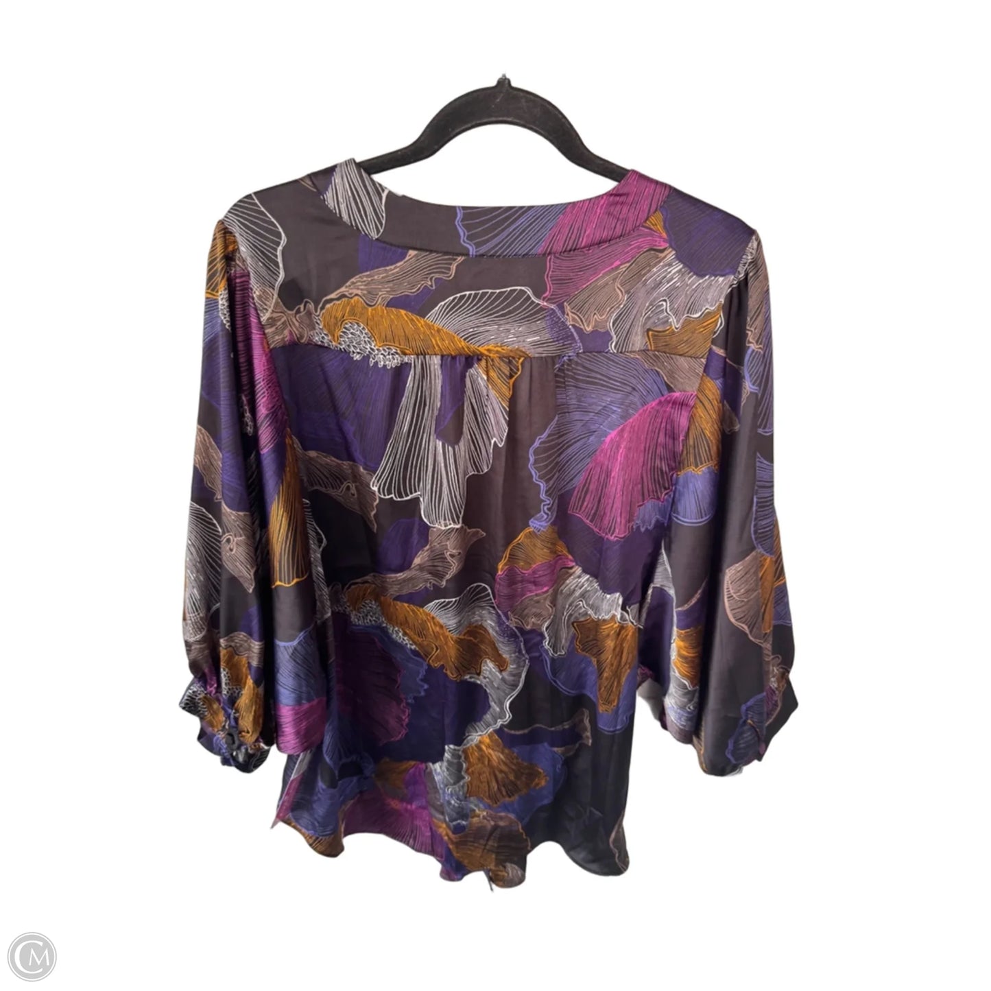 Blouse 3/4 Sleeve By Chicos In Black & Purple, Size: M