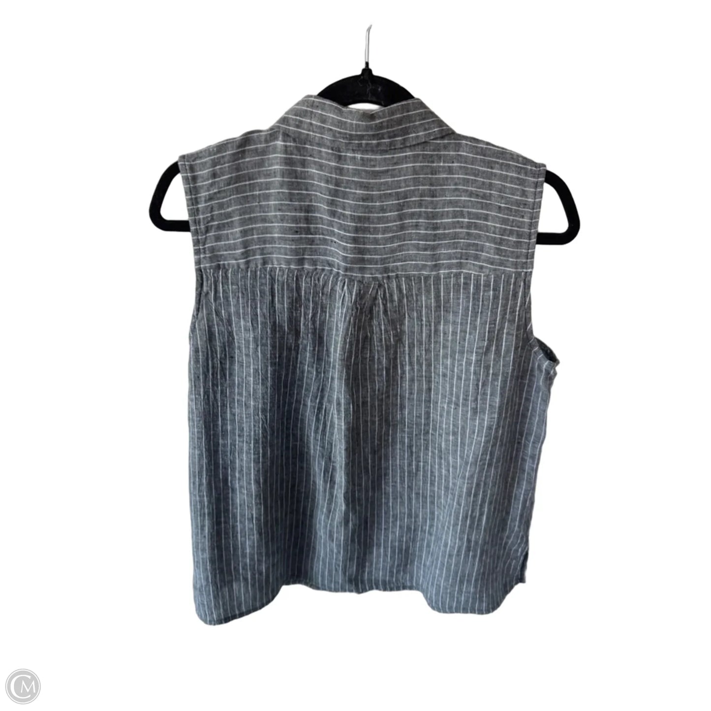 Blouse Sleeveless By Eileen Fisher In Grey & White, Size: M