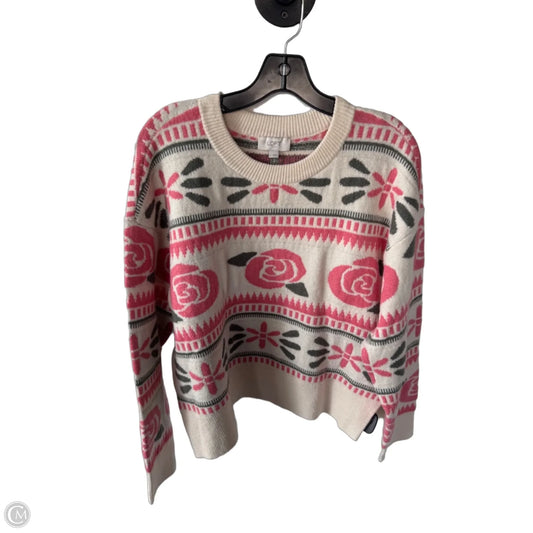 Sweater By Loft In Green & Pink, Size: L