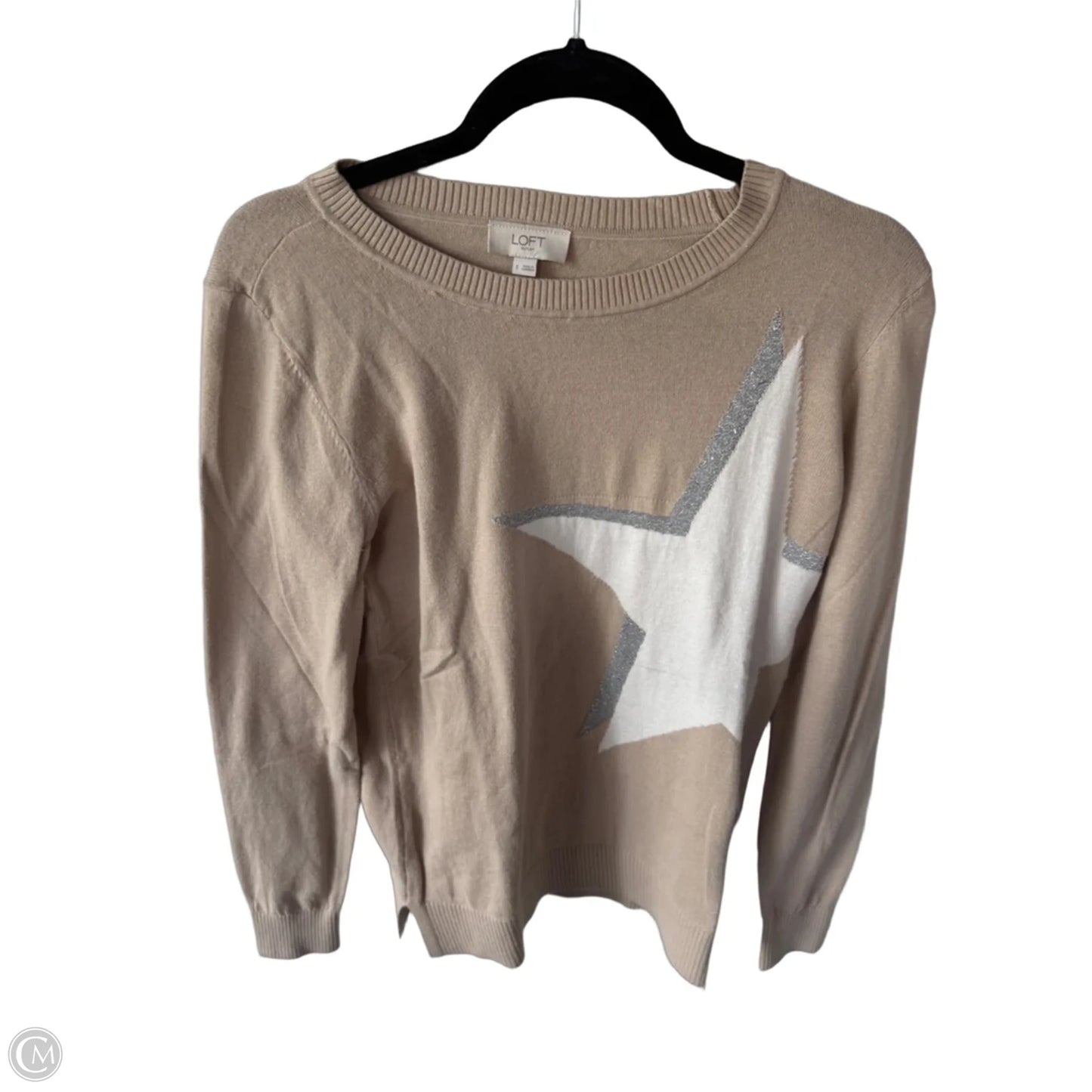 Sweater By Loft In Tan & White, Size: S