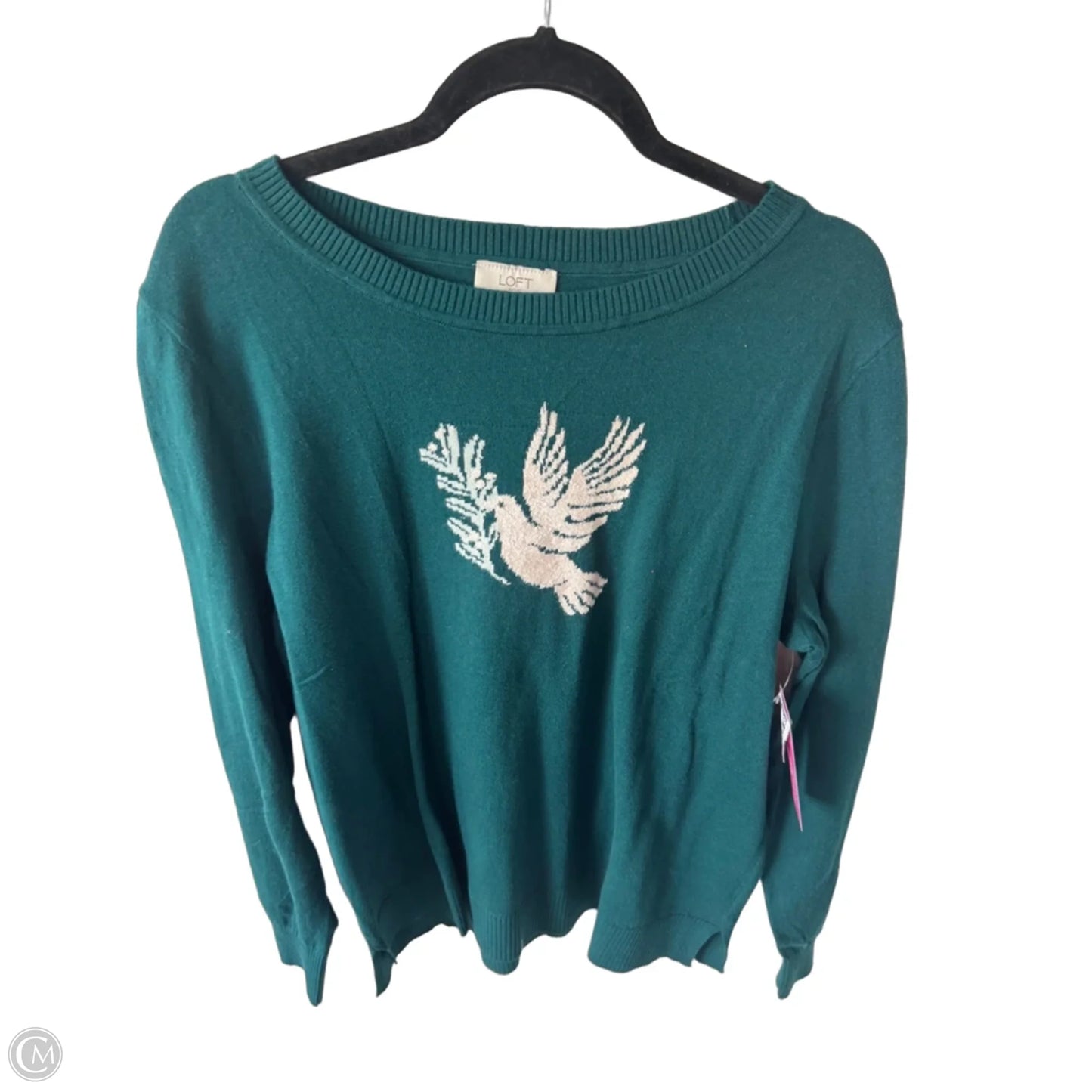 Sweater By Loft In Green & White, Size: Xl